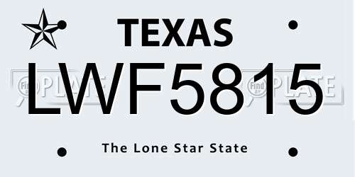 LWF5815 Texas License Plate