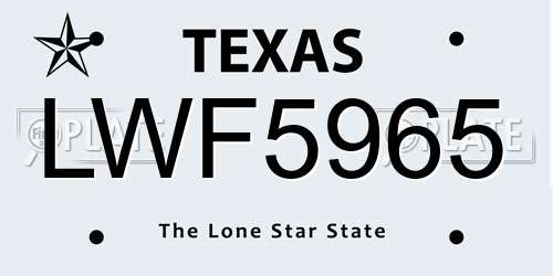 LWF5965 Texas License Plate