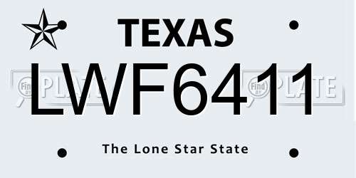 LWF6411 Texas License Plate