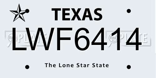 LWF6414 Texas License Plate