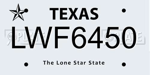 LWF6450 Texas License Plate