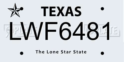LWF6481 Texas License Plate