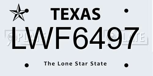 LWF6497 Texas License Plate