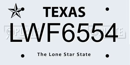 LWF6554 Texas License Plate