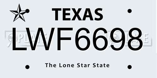 LWF6698 Texas License Plate