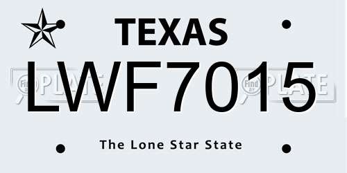LWF7015 Texas License Plate