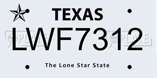 LWF7312 Texas License Plate
