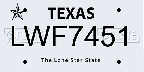 LWF7451 Texas License Plate