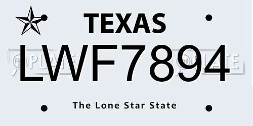 LWF7894 Texas License Plate