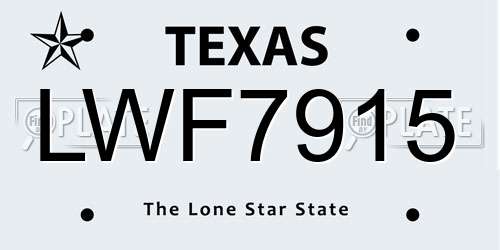 LWF7915 Texas License Plate