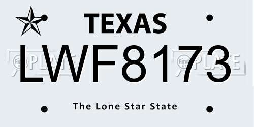 LWF8173 Texas License Plate