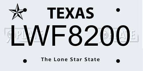 LWF8200 Texas License Plate