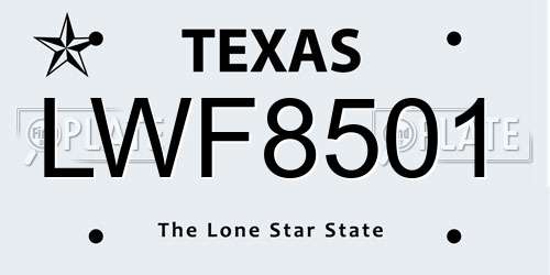 LWF8501 Texas License Plate