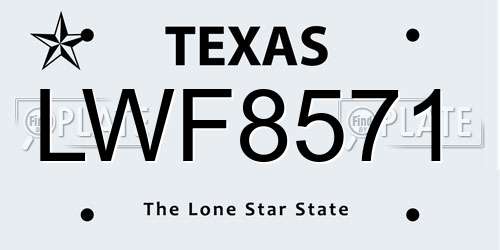 LWF8571 Texas License Plate