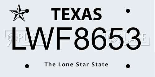 LWF8653 Texas License Plate
