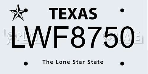 LWF8750 Texas License Plate