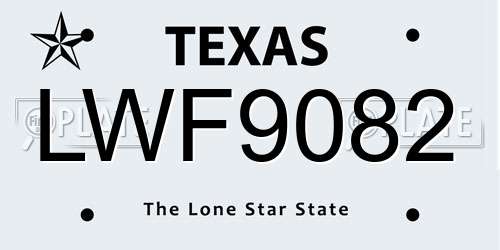 LWF9082 Texas License Plate