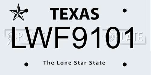 LWF9101 Texas License Plate