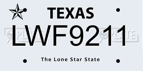 LWF9211 Texas License Plate