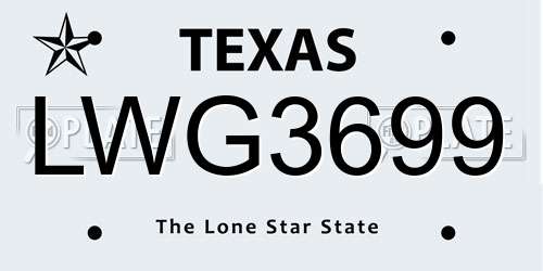 LWG3699 Texas License Plate