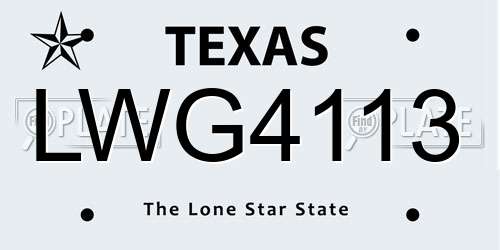 LWG4113 Texas License Plate