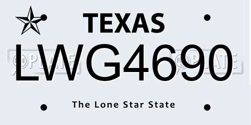 LWG4690 Texas License Plate