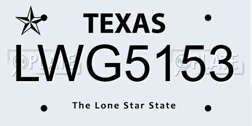 LWG5153 Texas License Plate