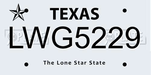 LWG5229 Texas License Plate