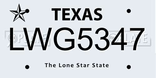LWG5347 Texas License Plate
