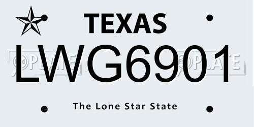 LWG6901 Texas License Plate