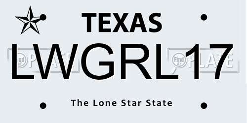 LWGRL17 Texas License Plate