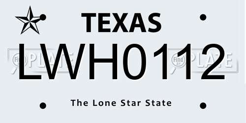 LWH0112 Texas License Plate