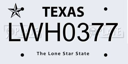 LWH0377 Texas License Plate