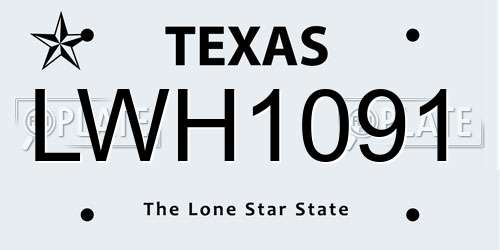 LWH1091 Texas License Plate