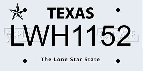 LWH1152 Texas License Plate