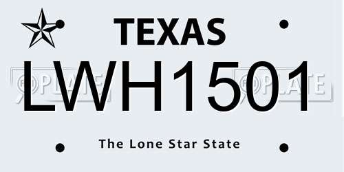 LWH1501 Texas License Plate