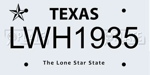 LWH1935 Texas License Plate