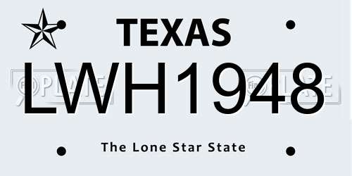 LWH1948 Texas License Plate