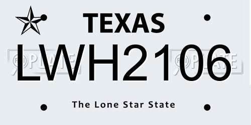 LWH2106 Texas License Plate