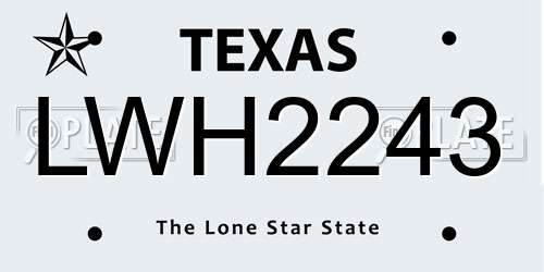 LWH2243 Texas License Plate