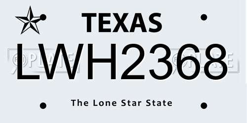 LWH2368 Texas License Plate