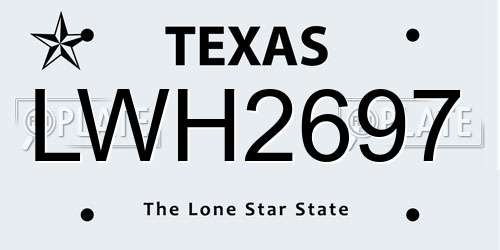 LWH2697 Texas License Plate