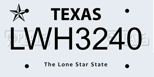 LWH3240 Texas License Plate