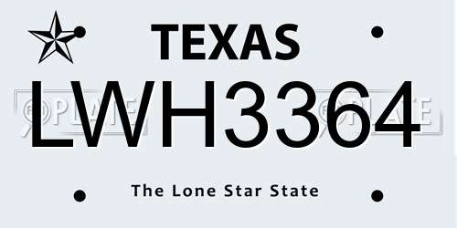 LWH3364 Texas License Plate