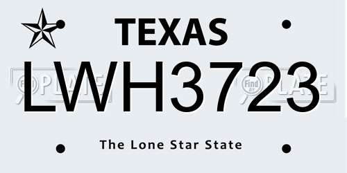 LWH3723 Texas License Plate
