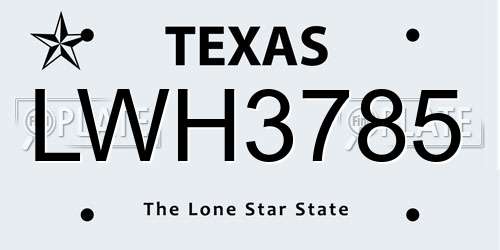 LWH3785 Texas License Plate