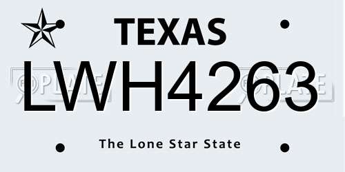LWH4263 Texas License Plate