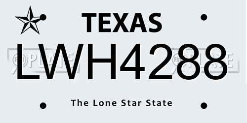 LWH4288 Texas License Plate