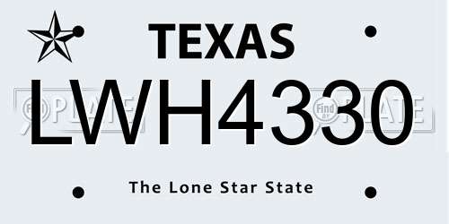 LWH4330 Texas License Plate