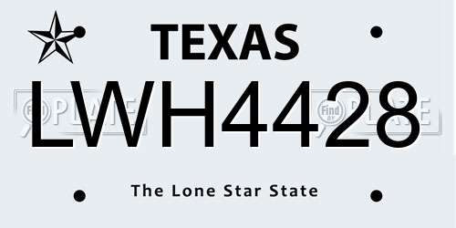 LWH4428 Texas License Plate